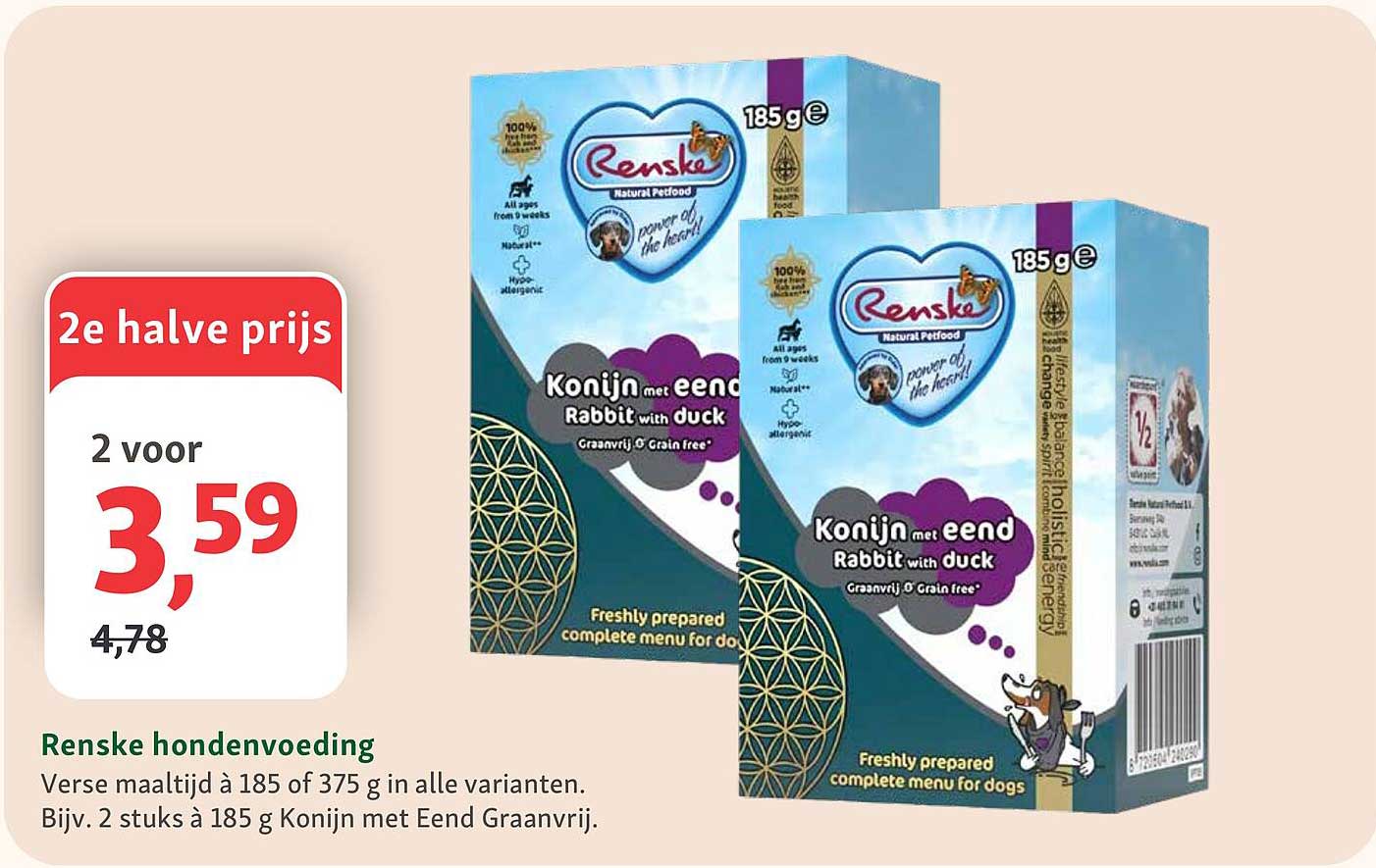 Renske hondenvoeding 2e halve prijs
