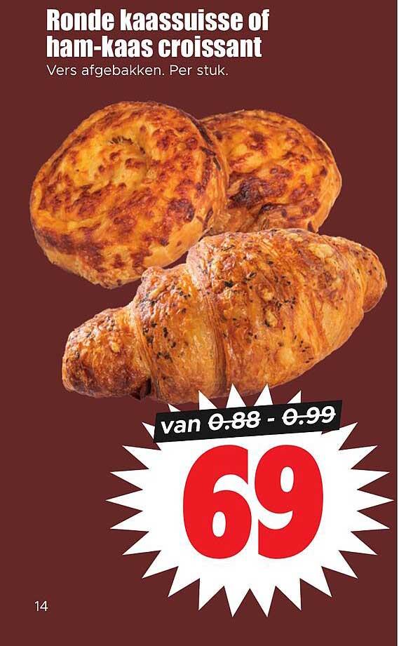 Ronde kaassuisse of ham-kaas croissant