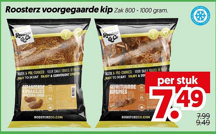 Roosterz voorgegaarde kip Zak 800 - 1000 gram per stuk