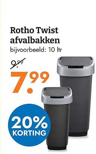 Rotho Twist afvalbakken voorbeeld: 10 ltr 20% KORTING