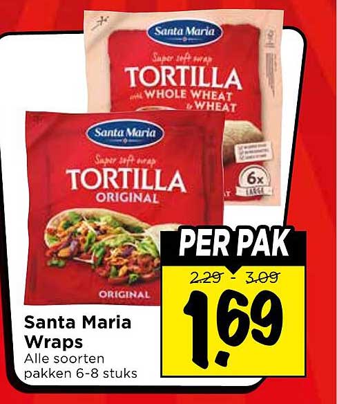 Santa Maria Wraps Alle soorten pakken 6-8 stuks PER PAK
