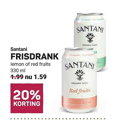 Santani FRISDRANK lemon of red fruits 330 ml 20% KORTING