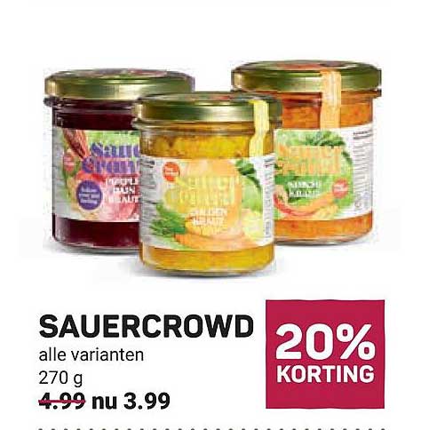 SAUERCROWD alle varianten 270 g 20% KORTING