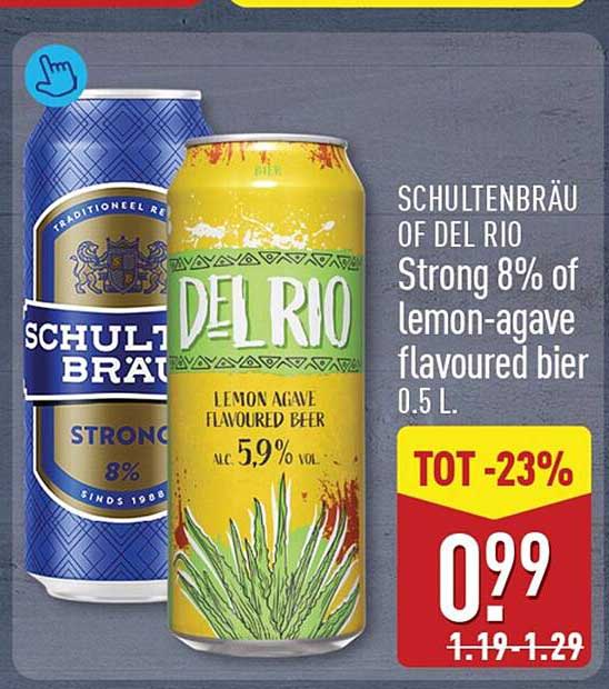 SCHULTENBRÄU OF DEL RIO Strong 8% of lemon-agave flavoured bier 0.5 L. TOT -23%