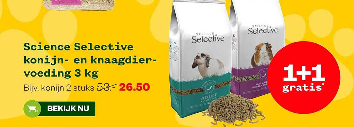 Science Selective konijn- en knaagdier-voeding 3 kg 1+1 gratis