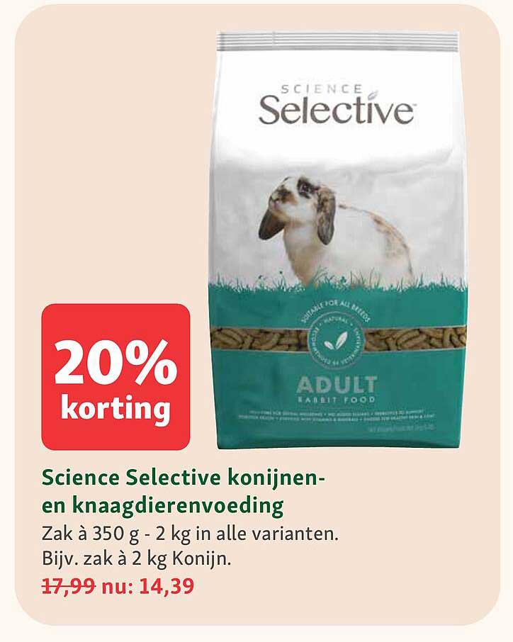 Science Selective konijnen- en knaagdierenvoeding 20% korting