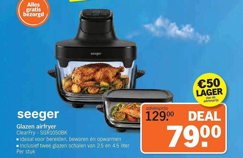 seeger Glazen airfryer ClearFry - SGR1050BK
