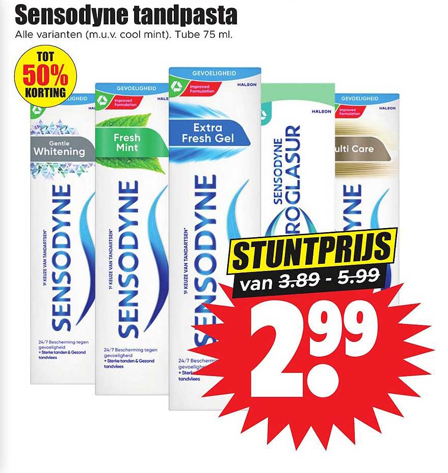 Sensodyne tandpasta Tot 50% korting