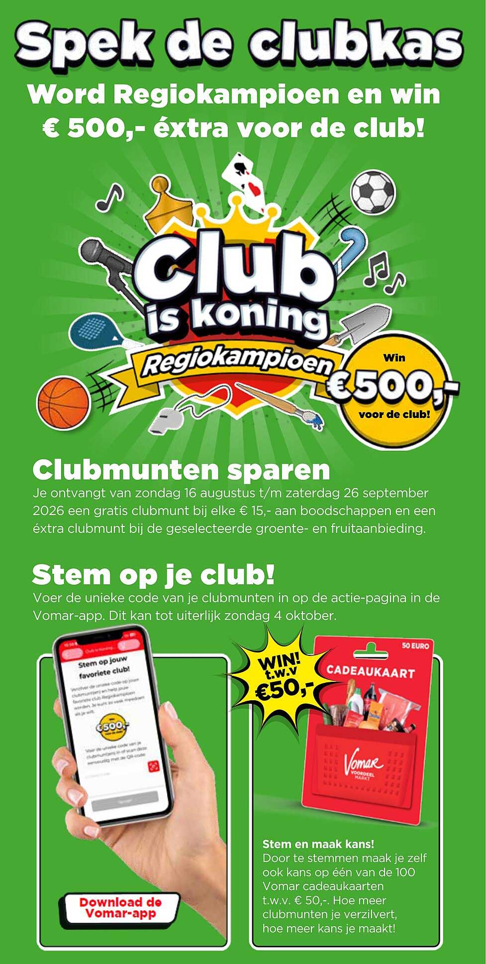 Spek de clubkas - Word Regiokampioen en win € 500,- extra voor de club!