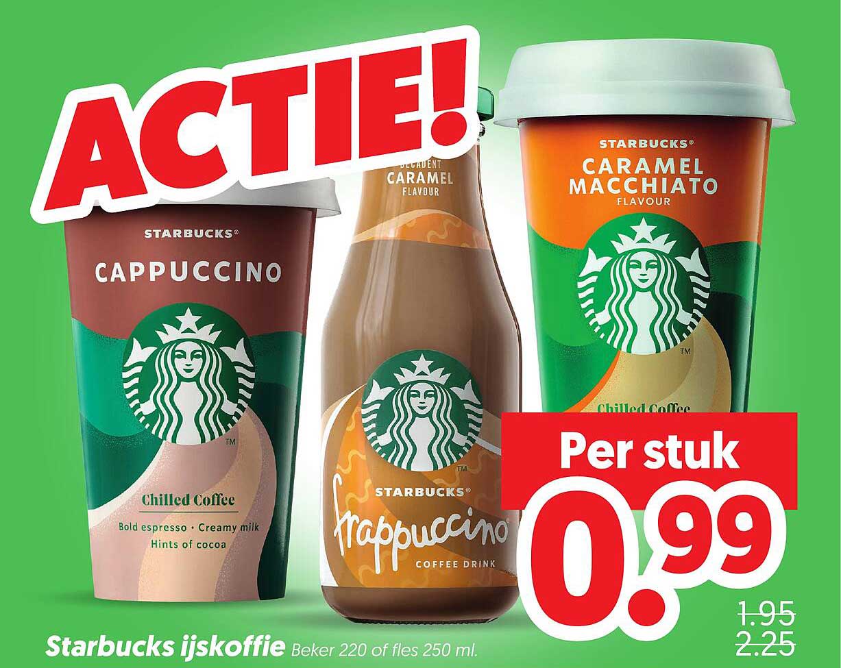 Starbucks ijskoffie Bekер 220 of fles 250 ml. Per stuk