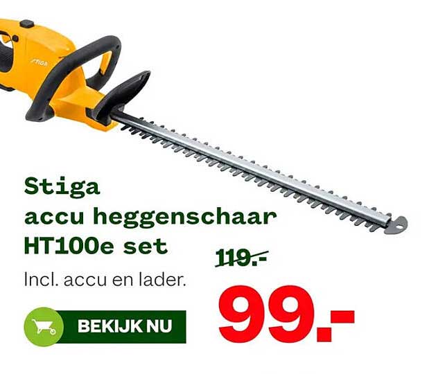 Stiga accu heggenschaar HT100e set
