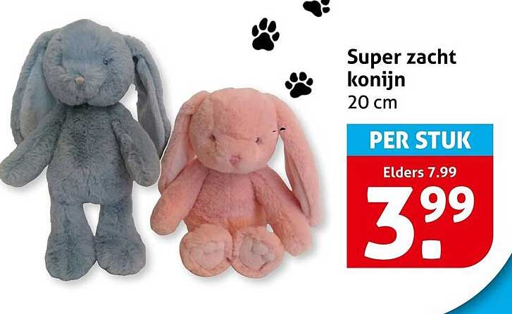 Super zacht konijn 20 cm PER STUK