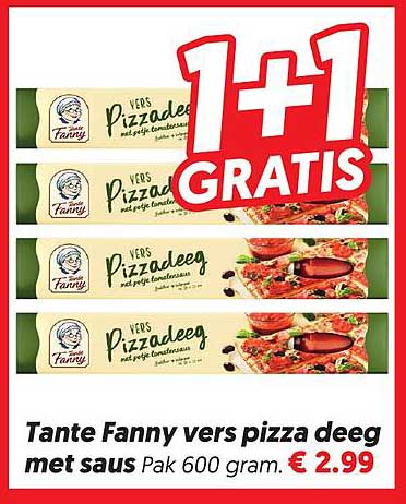 Tante Fanny vers pizza deeg met saus 1+1 GRATIS