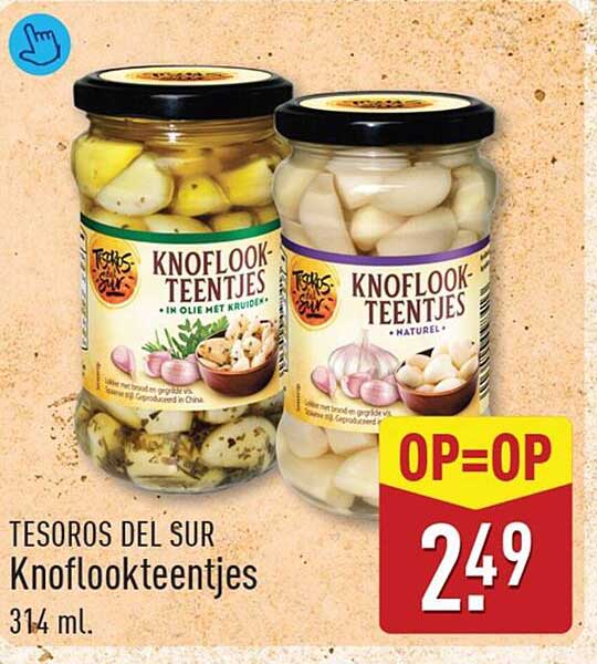 TESOROS DEL SUR Knoflookteentjes OP=OP