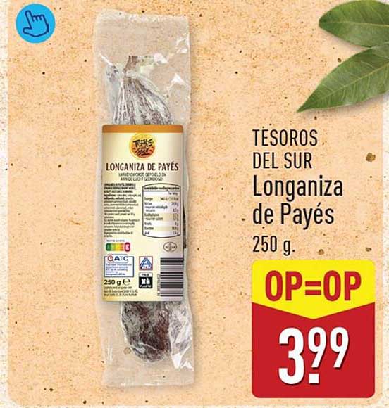 TESOROS DEL SUR Longaniza de Payés 250 g. OP=OP