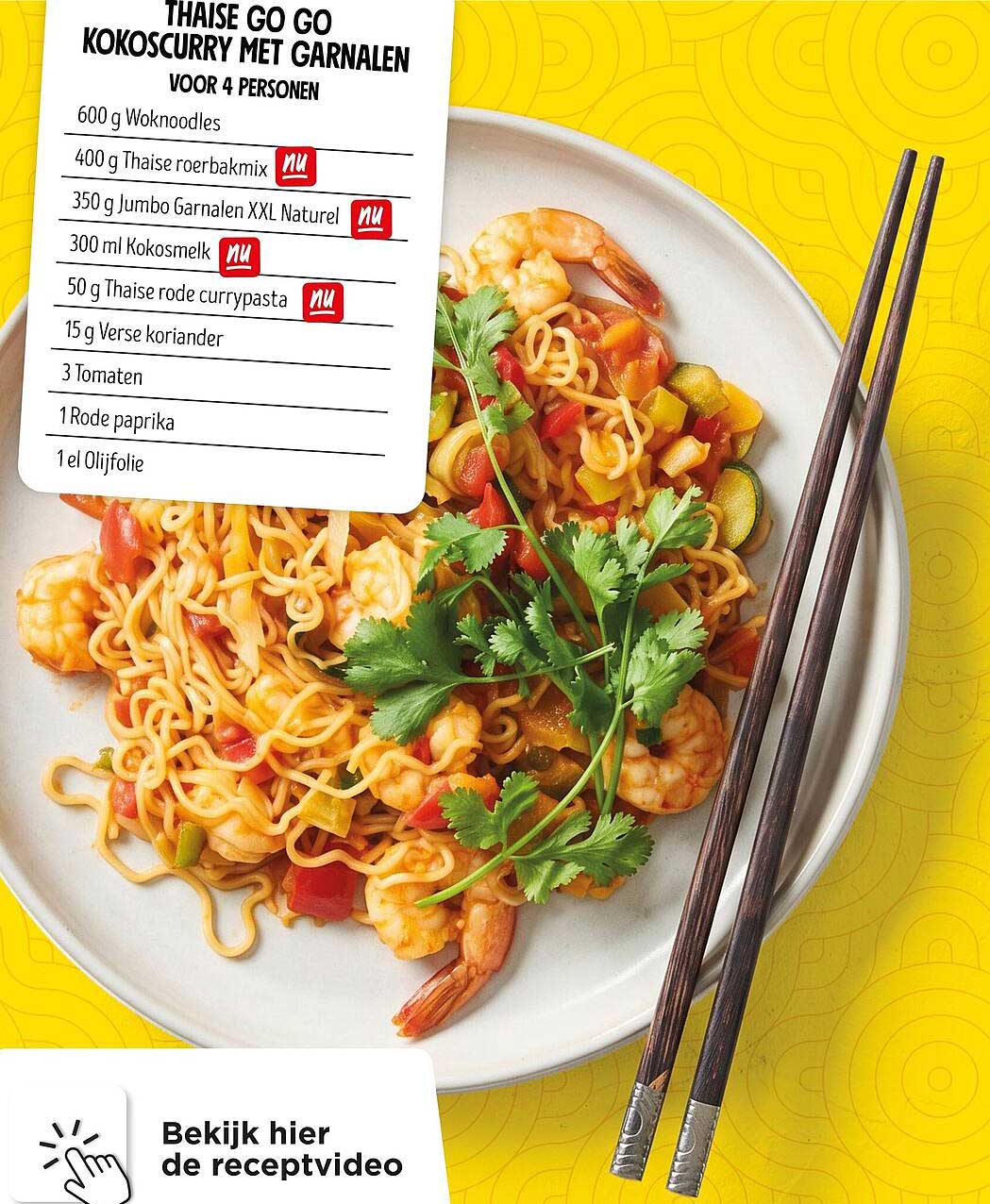 Thaise go go kokoscurry met garnalen voor 4 personen