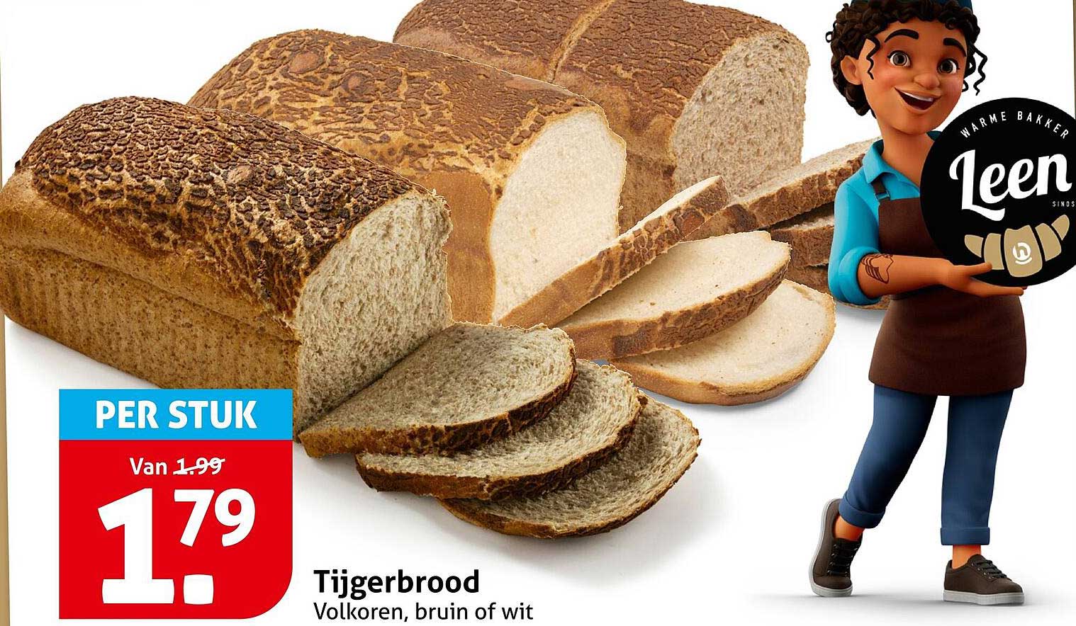 Tijgerbrood Volkoren, bruin of wit