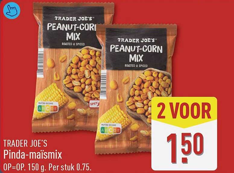 TRADER JOE'S Pinda-maïsmix 2 VOOR 1.50