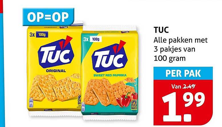 TUC Alle pakken met 3 pakjes van 100 gram PER PAK