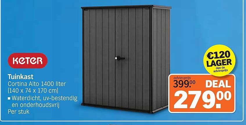 Tuinkast Cortina Alto 1400 liter (140 x 74 x 170 cm)