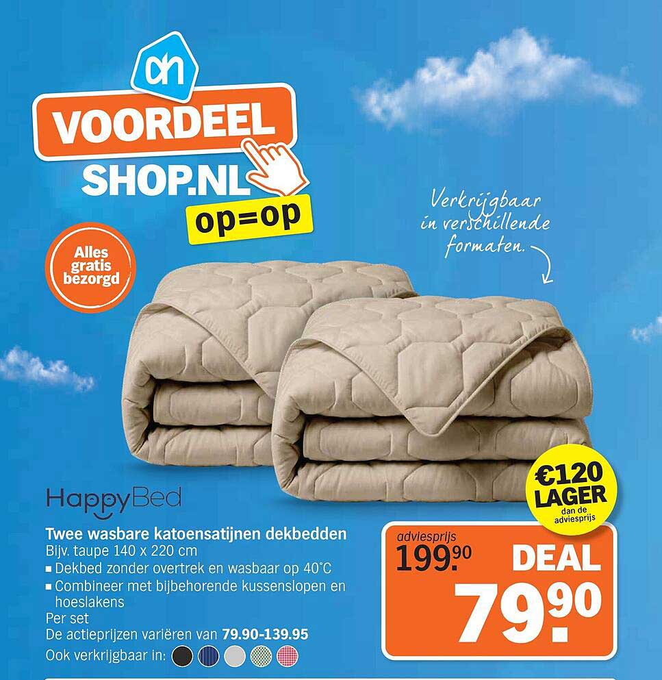 Twee wasbare katoensatijnen dekbedden