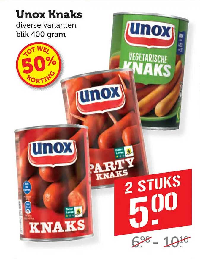 Unox Knaks diverse varianten blik 400 gram 2 stuks