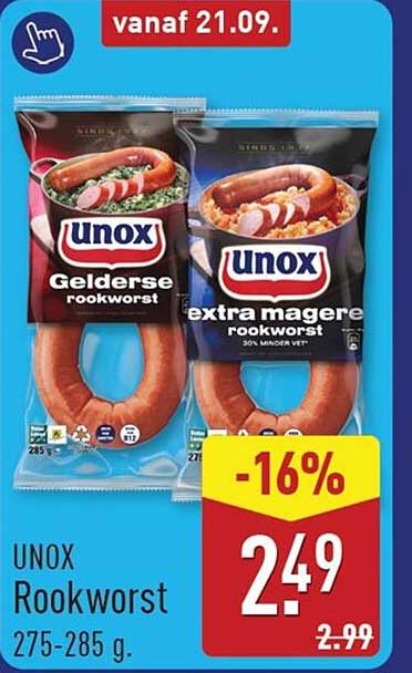 UNOX Rookworst 275–285 g -16%