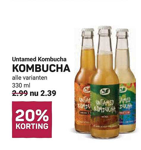 Untamed Kombucha KOMBUCHA alle varianten 330 ml 20% KORTING