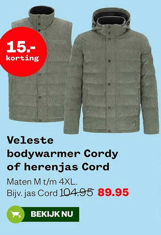Veleste bodywarmer Cordy of herenjas Cord