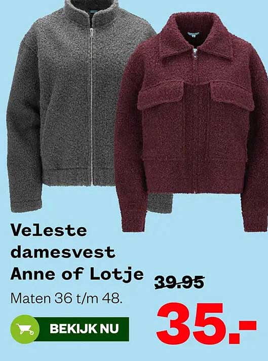Veleste damesvest Anne of Lotje