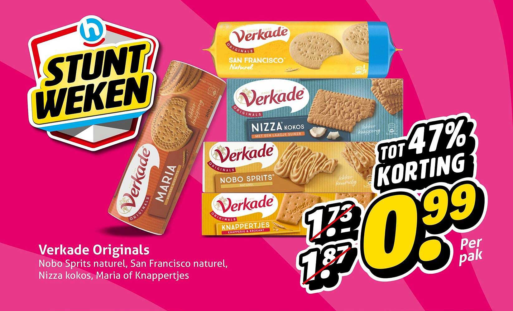 Verkade Originals Nobo Sprits naturel, San Francisco naturel, Nizza kokos, Maria of Knappertjes