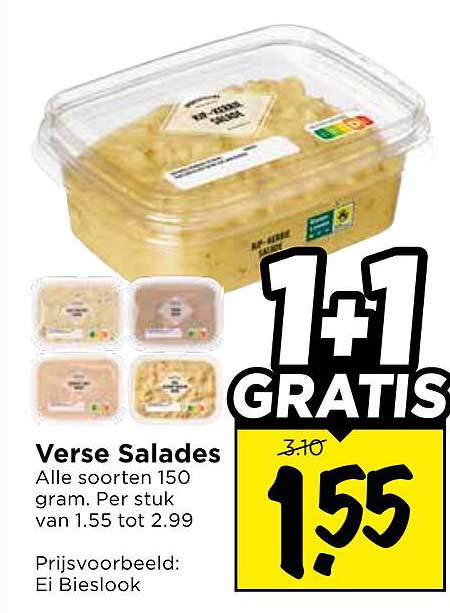 Verse Salades 1+1 GRATIS