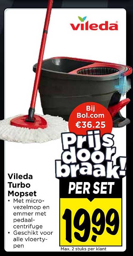 Vileda Turbo Mopset Prijs doorbraak! PER SET
