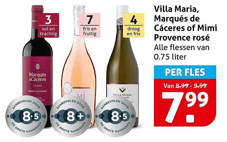 Villa Maria, Marqués de Cáceres of Mimi Provence rosé Alle flessen van 0.75 liter PER FLES