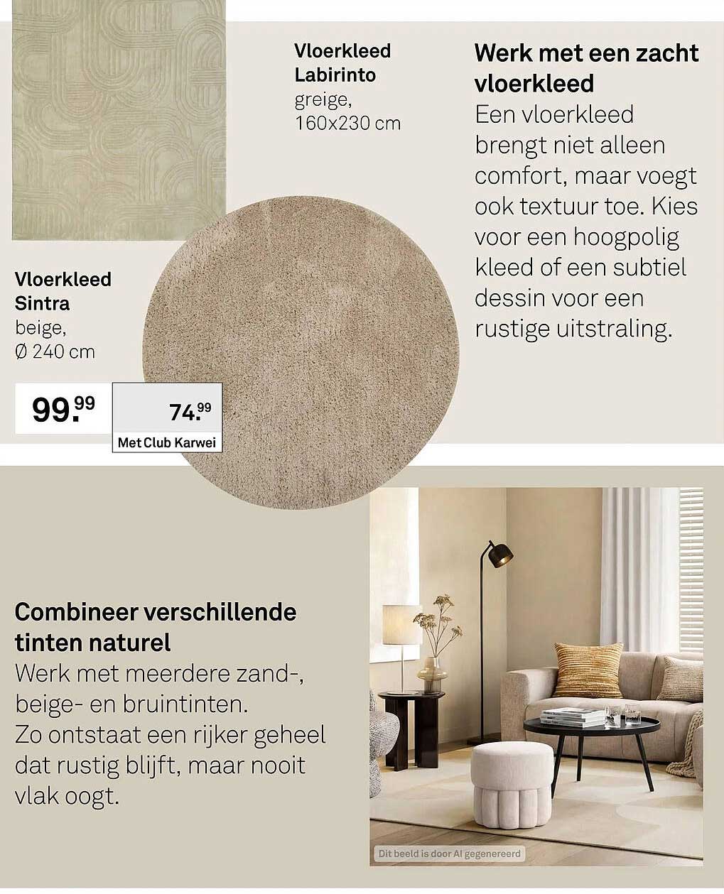 Vloerkleed Sintra beige, Ø 240 cm