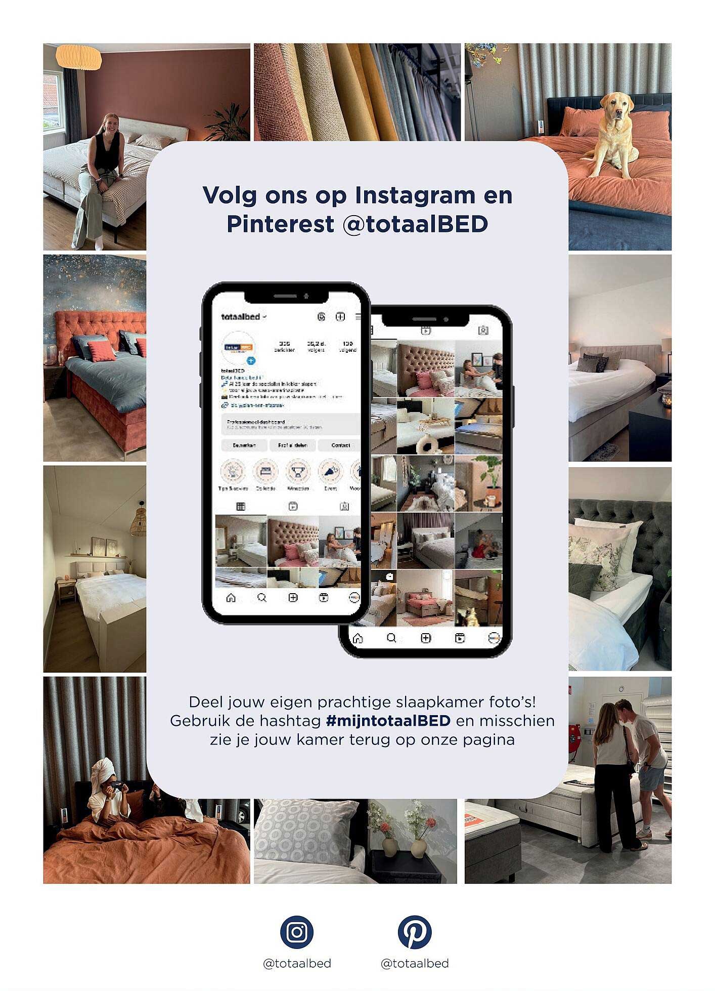Volg ons op Instagram en Pinterest @totaalBED