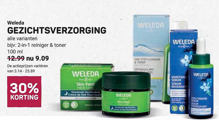 Weleda GEZICHTSVERZORGING alle varianten 30% KORTING