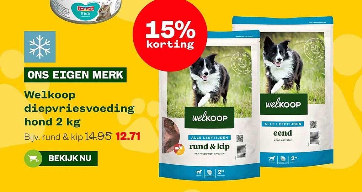 Welkoop diepvriesvoeding hond 2 kg