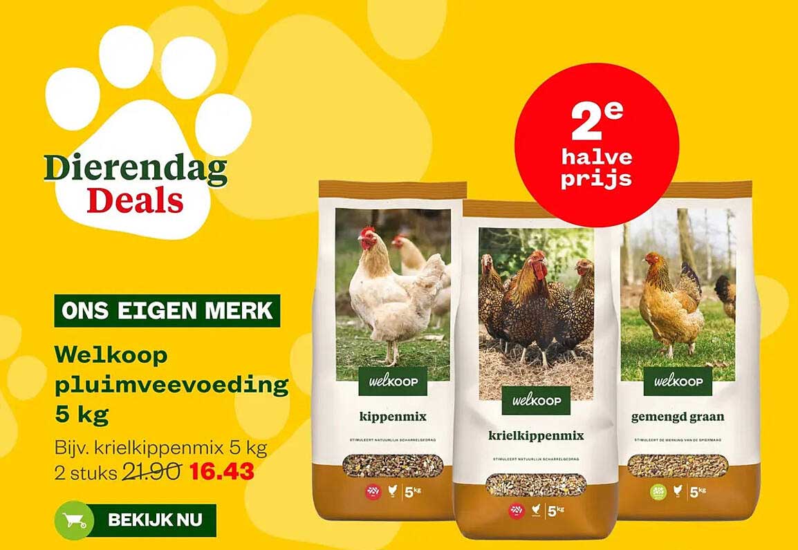 Welkoop pluimveevoeding 5 kg 2e halve prijs