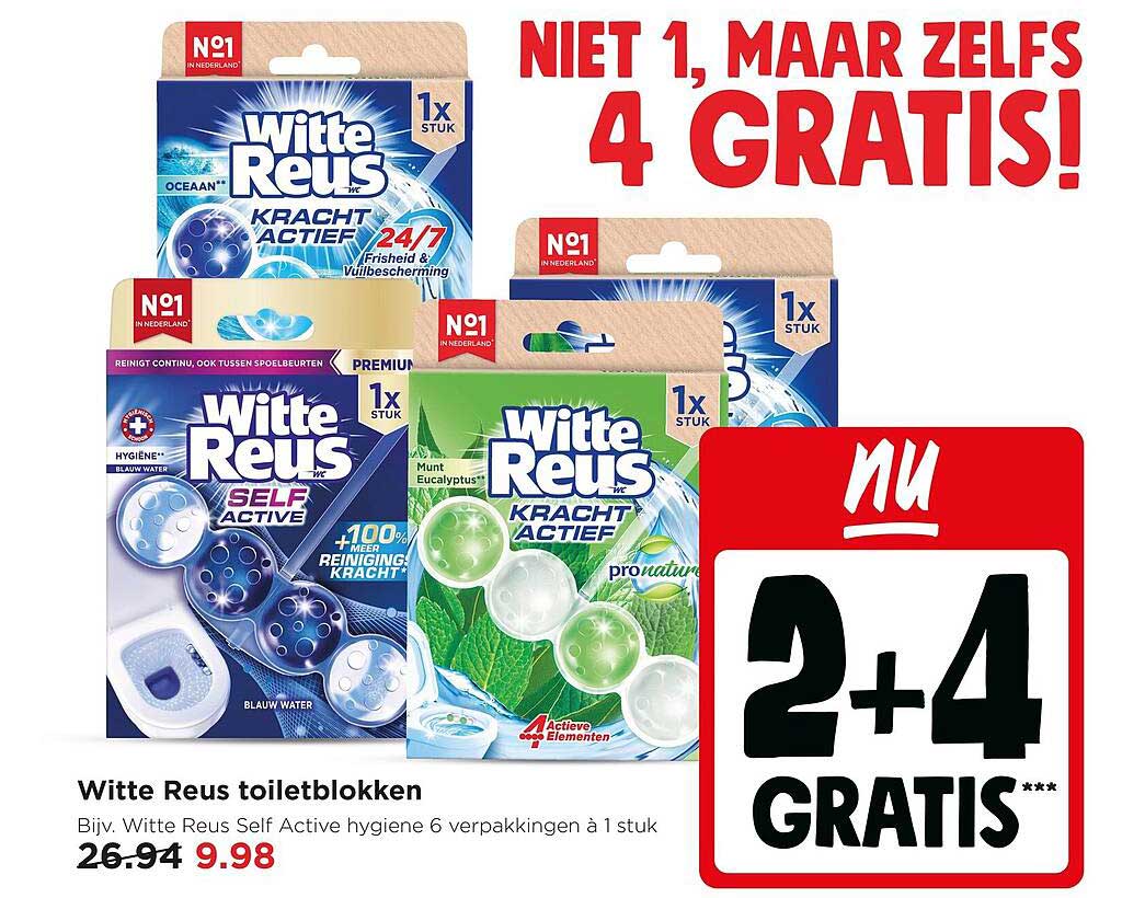 Witte Reus toiletblokken 2+4 GRATIS