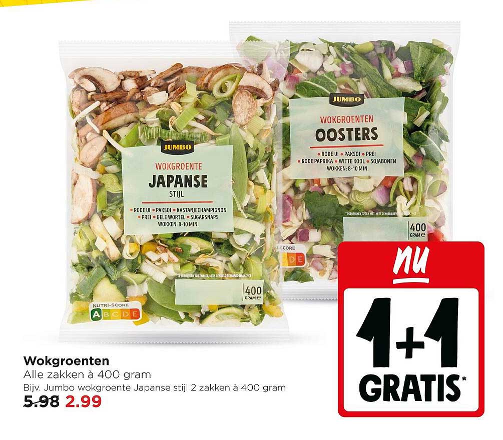 Wokgroenten 1+1 gratis