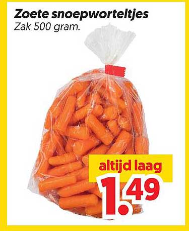 Zoete snoepeworteltjes Zak 500 gram. altijd laag