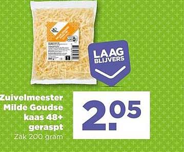 Zuivelmeester Milde Goudse kaas 48+ geraspt Zak 200 gram