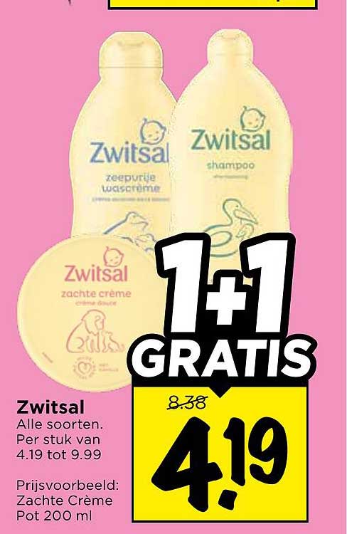 Zwitsal Alle soorten. Per stuk van 4.19 tot 9.99 1+1 GRATIS