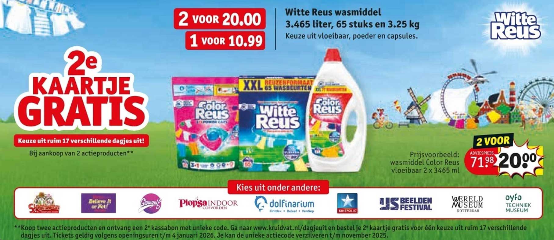 2 VOOR 20.00 - Witte Reus wasmiddel