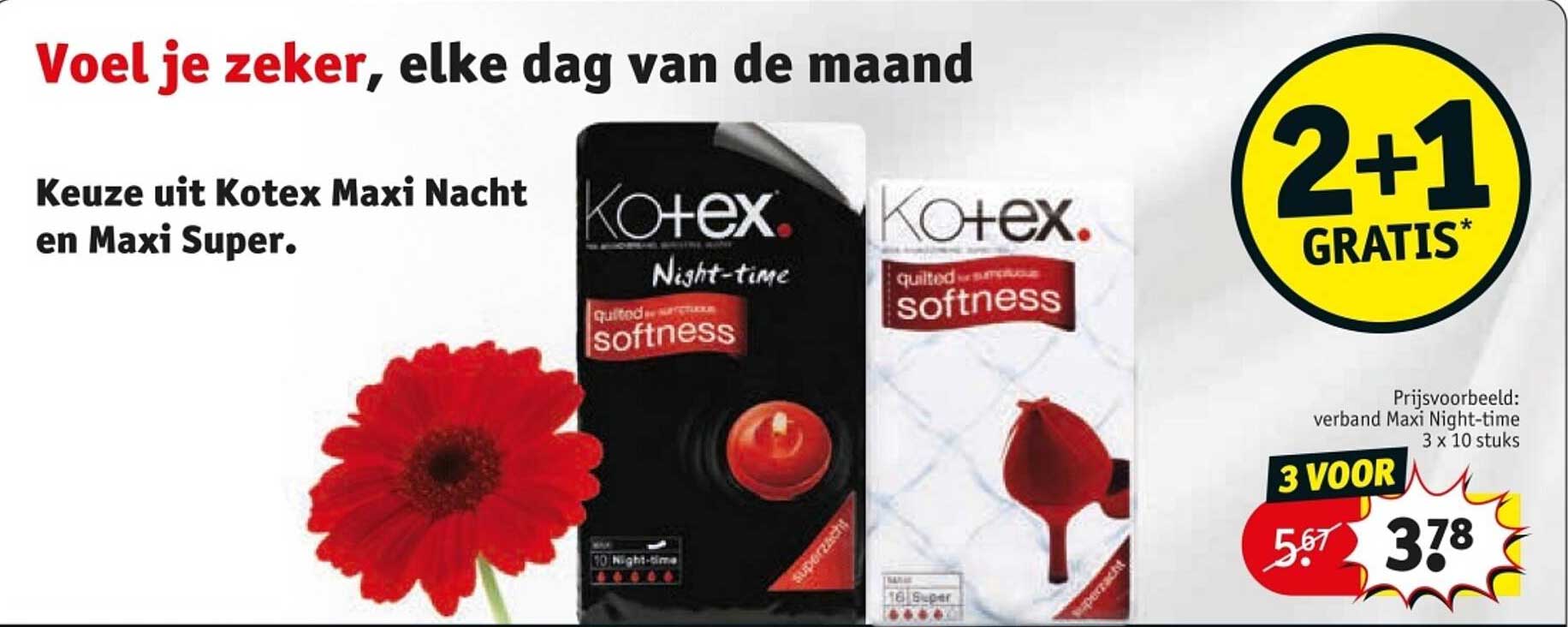 2+1 GRATIS* keuze uit Kotex Maxi Nacht en Maxi Super