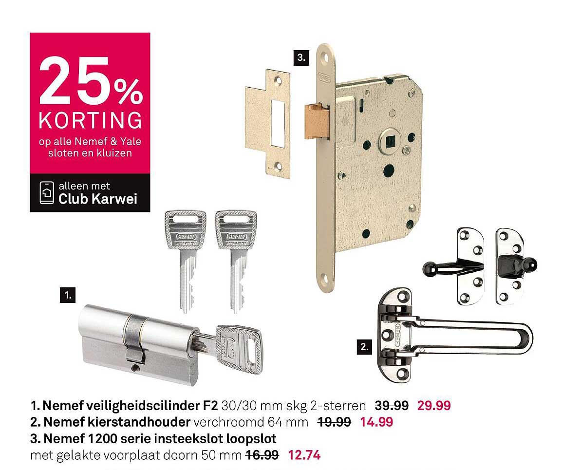 25% KORTING op alle Nemef & Yale sloten en kluizen