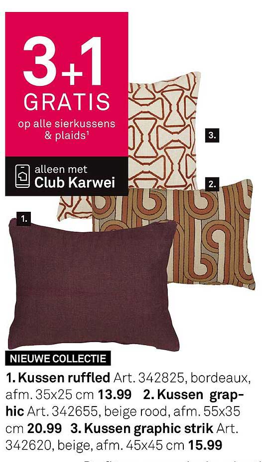 3+1 GRATIS op alle sierkussens & plaids