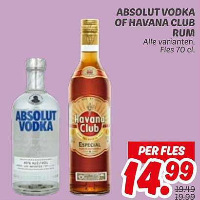 ABSOLUT VODKA OF HAVANA CLUB RUM