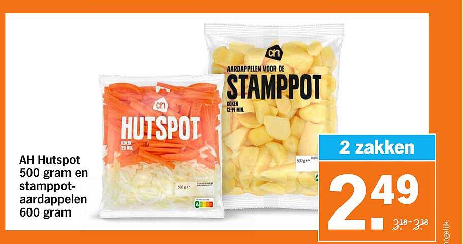 AH Hutspot 500 gram en stampot-aardappelen 600 gram